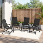 Crestlive Products Folding Patio Chairs Set of 2, 8-Level Adjustable Outdoor Recliner Chairs with Teak Armrest Aluminium Frame for Pool, Backyard, Black, DC071