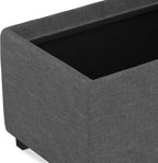 SIMPLIHOME Avalon 42" Wide Linen Look Fabric Storage Ottoman in Slate Grey