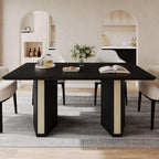 Einhomn 71" Dining Table for 6-8, Rectangular Farmhouse Kitchen Table with Sturdy Diamond-Shaped Legs & Solid Back Panel, Modern Wood Dinner Table for Dining Room, Living Room, Black