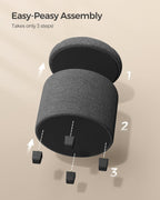 SONGMICS Round Ottoman with Storage, Vanity Stool, Linen-Look Fabric | Upholstered Foot Stool, 17.7 x 17.7 x 17.5 Inches, Removable Lid, Easy Assembly, Slate Gray, MACEO Collection ULOM011G01