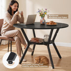 Miereirl 42.13" 5-Piece Round Dining Table Set for 4, Kitchen Table Set with 4 Upholstered Chairs and Storage Shelf, Dining Room Furniture Set for Apartment, Small Spaces