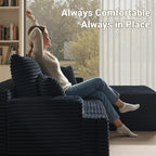 96" Cloud Sectional Couches for Living Room, L Shaped Couch with Deep Seat, Memory Foam Sofa in A Box No Assembly Required, Black