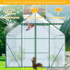 KEIKI 8x6 FT Double Door Polycarbonate Greenhouse with Aluminum Frame,Raised Base and Roof Vent,Walk-in Greenhouses for Patio Garden Backyard