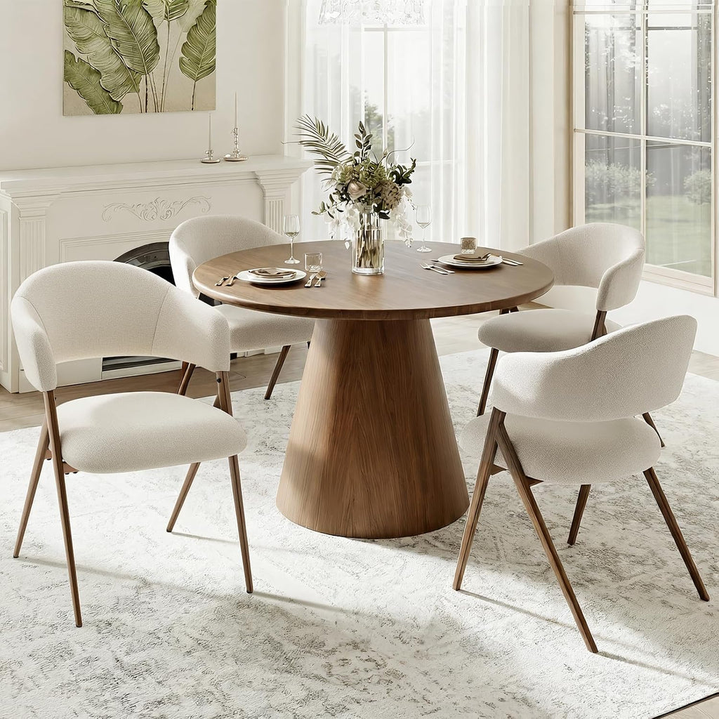 COLAMY Dining Chairs Set of 4, Modern Upholstered Dining Room Kitchen Chairs with Iron Legs, Open Back and Padded Seat, for Living Room/Restaurant/Cafe, Beige