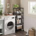 Small 5 Tier Shelves Storage Wire Shelving Unit Metal Shelf Adjustable Organizers Storage Shelving with Wheels for Bathroom Laundry Room Kitchen Pantry12”D x 18”W x 57.2”H Black