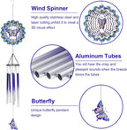 TUOKING Wind Chimes for Outside Butterfly Wind Spinner Windchimes Hanging Decoration for Outdoor Yard Garden Patio, Unique Gift for Mom,Women,Chimes Lovers