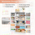 47in Kitchen Pantry Cabinet, Wood Kitchen Storage Pantry Cabinets Freestanding Pantries Cabinets with Doors & Adjustable Shelves, White