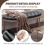 chairus 55" Button Tufted Semi-Circle Dining Bench Linen Halfmoon Entryway Bench Comfy Upholstered Bench Seat for Bay Window/Bedroom End of Bed/Living Room/Indoor, Charcoal Black