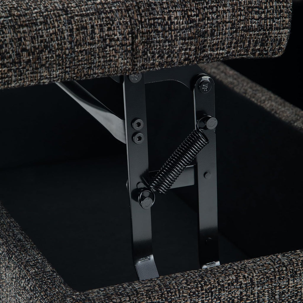 SIMPLIHOME Harrison Coffee Table Storage Ottoman - 36 inch Wide Upholstered Tweed Look Fabric Square Ottoman in Warm Dark Charcoal Melange, Transitional Ottoman for Living Room with Split Lift-Up Lid