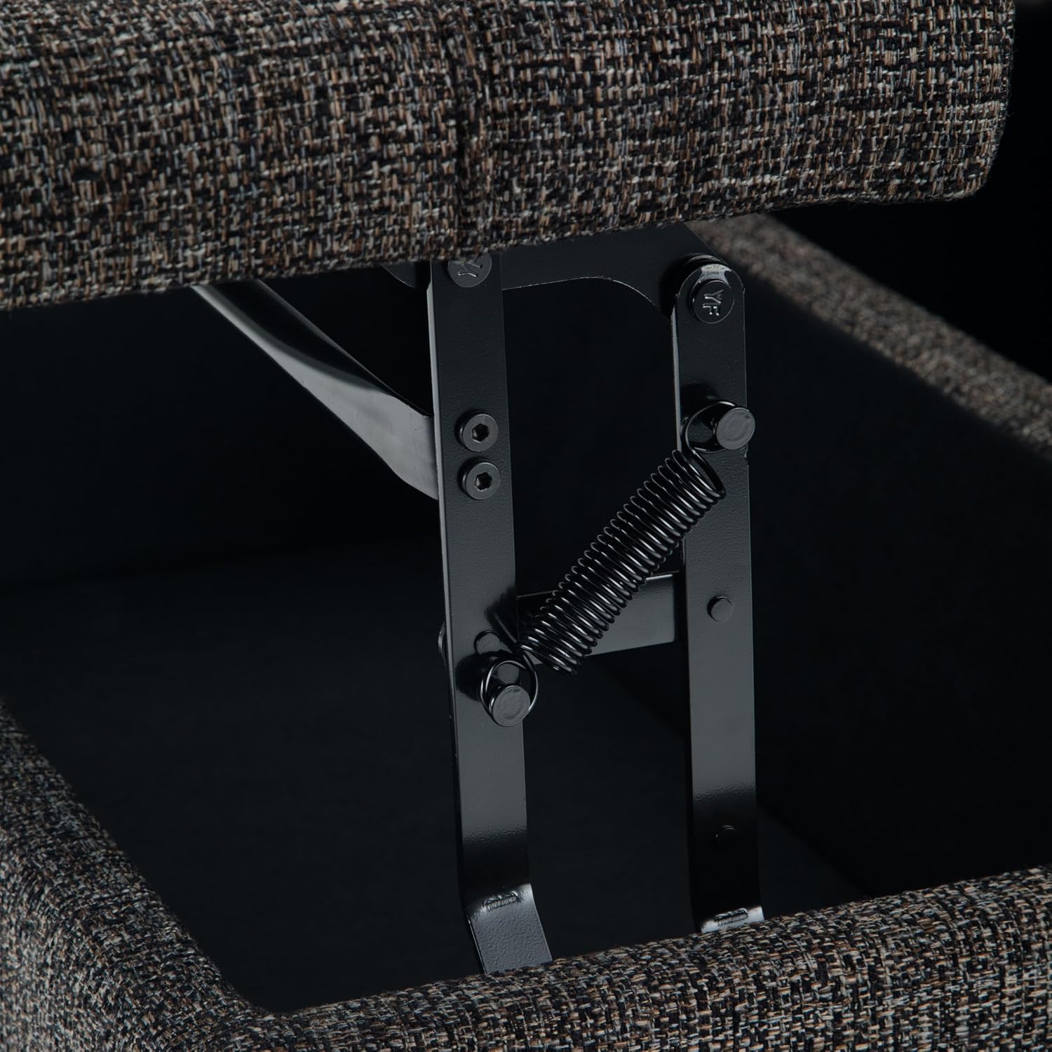 SIMPLIHOME Harrison Coffee Table Storage Ottoman - 36 inch Wide Upholstered Tweed Look Fabric Square Ottoman in Warm Dark Charcoal Melange, Transitional Ottoman for Living Room with Split Lift-Up Lid