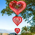 Wind Spinners Outdoor, 3D Red Hearts Hanging Wind Spinners, 14 inches, Kinetic, Stainless-Steel Metal, Smooth Spinning, Indoor and Outdoor Decoration for Garden, Patio, Yard, Gift for Women Mom Wife