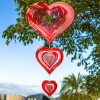 Wind Spinners Outdoor, 3D Red Hearts Hanging Wind Spinners, 14 inches, Kinetic, Stainless-Steel Metal, Smooth Spinning, Indoor and Outdoor Decoration for Garden, Patio, Yard, Gift for Women Mom Wife