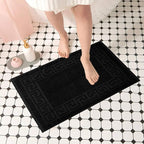 DAN RIVER Greek Bath Mat - Black, 100% Ring Spun Cotton, Pack of 2, 20x32 inches, 800 GSM, Non-Slip, Absorbent, Quick Drying, Machine Washable Bathroom Floor Mats for Shower, Kitchen & Bath