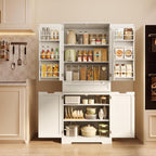 Gizoon Tall Kitchen Pantry Cabinet with Doors and Adjustable Shelves, White | 70'' Pantry Storage Cabinet with Drawer Freestanding Organizer for Small Kitchen Bathroom Laundry Room