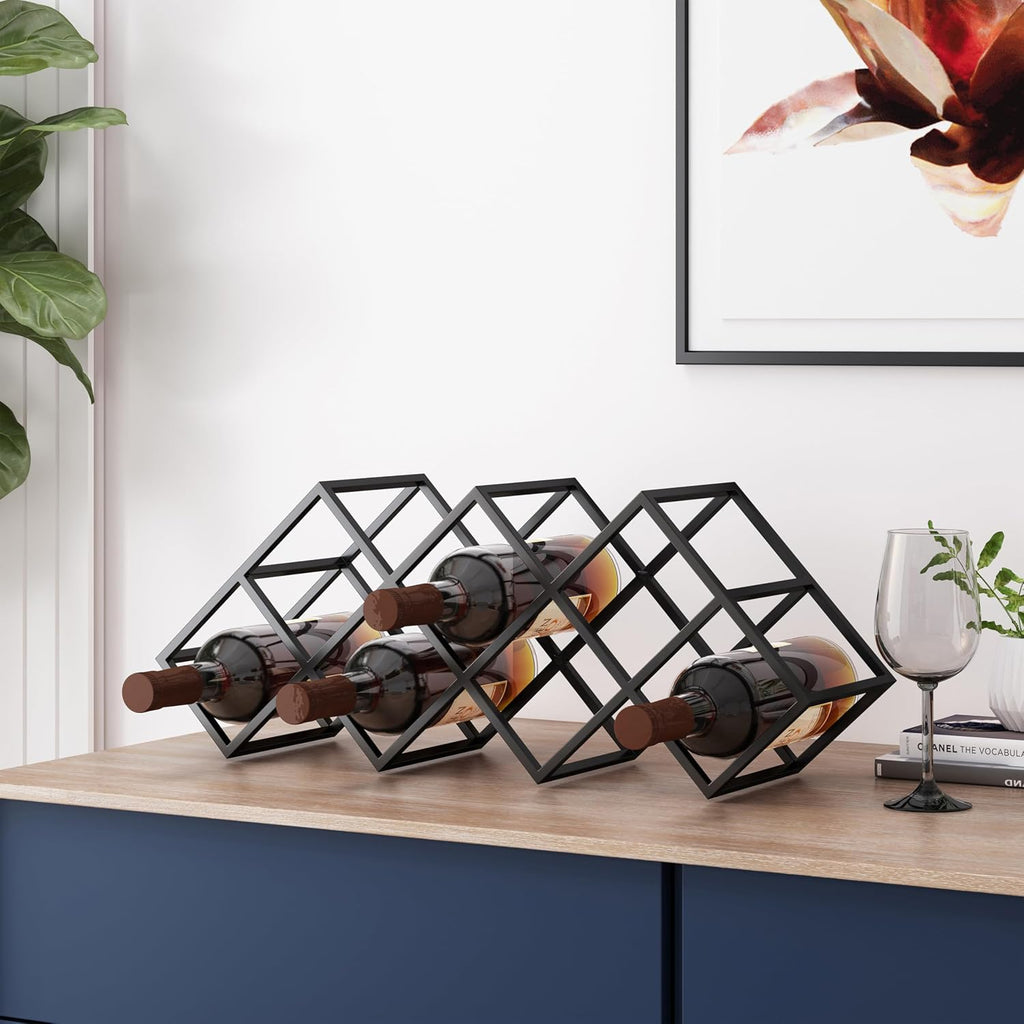 Wine Rack Freestanding Floor Countertop Wine Racks Storage Bottle Hold | Versatile wine rack freestanding floor or countertop use. Holds wine bottles securely in diamond slots. Durable iron fra