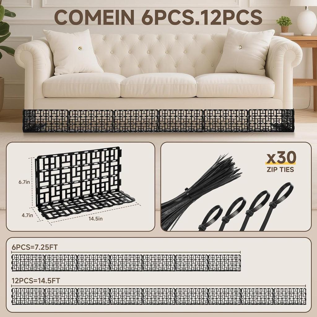 Under Couch Blocker for Bed,Under Bed Blocker for Pets,Under Sofa Furniture Blocker,Plastic Under Couch Blocker for Dogs Pets Cats,Black,16PCS