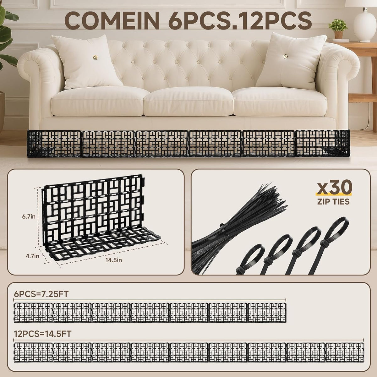 Under Couch Blocker for Bed,Under Bed Blocker for Pets,Under Sofa Furniture Blocker,Plastic Under Couch Blocker for Dogs Pets Cats,Black,16PCS