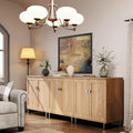 FENSULN Buffet Sideboard Cabinet Farmhouse Modern 3 in1 Storage Cabinet with Adjustable Shelves for Kitchen, Coffee Bar, Living Room, Oak