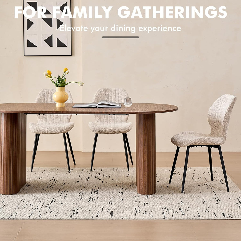 70.8" Oval Table for 4 6 Person, Modern Farmhouse Kitchen Dinner Table for Living Receiption Room, Brown