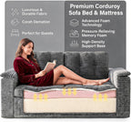 Loveseat Sofa for Living Room, Small Cloud Couch with Double-Density Foam Support, Removable Washable Corduroy Cover & 4 Pillows, Comfy Floor Sofa, Compact Couch for Small Spaces, Dark Grey