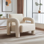 33.5" Modern Accent Chair, Velvet Single Sofa for Living Room,Comfy Arm Chair Leisure Armchair Single Sofa Chair with Curved Arm for Living Room, Apartment,Bedroom,Beige