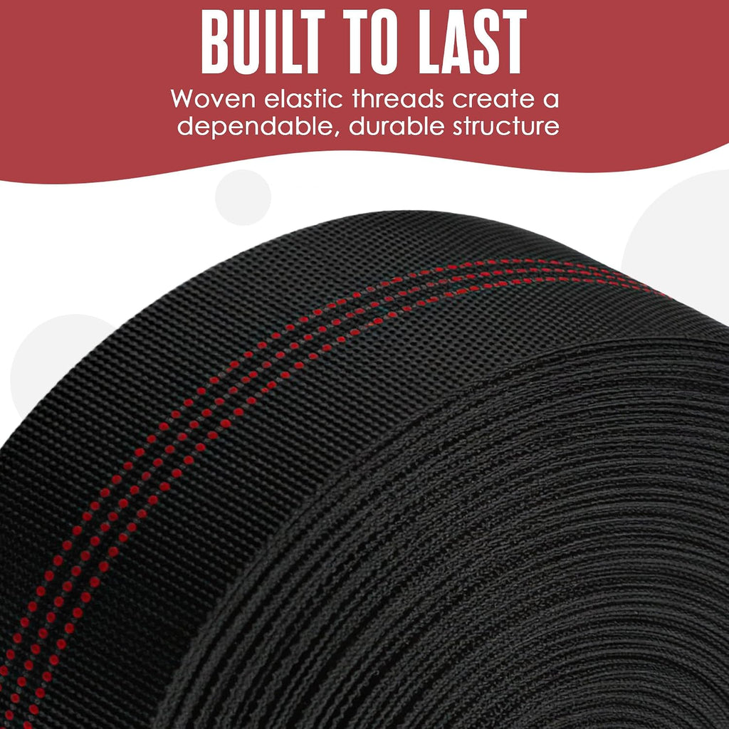 Chair Webbing, Upholstery Webbing, Couch Elastic, 2 Inch, 160 Foot Roll | Houseables Replacement Straps for Lawn Chairs Upholstery Strapping Kit for Furniture Repair, Support, Sofa, Dining Seat, Belt