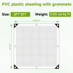 Greenhouse Cover,Clear Plastic Covering, 16Mil Thickness Heavy Duty Clear tarp for Chicken coop,Gardening,Farming, Greenhouse Plastic sheeting with Grommets (White, 3ft*3ft)
