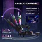 Homall Gaming Chair, Video Game Chair with Footrest and Massage Lumbar Support, Ergonomic Computer Chair Height Adjustable with Swivel Seat and Headrest (RGB Lvory)