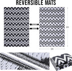 OLANLY Waterproof Outdoor Rug 5x8 ft Clearance, Reversible Outdoor Plastic Straw Rug, RV Mat, Indoor Outdoor Carpet for Patio, Camping, Balcony, Deck, Backyard, Black & White