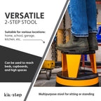 Step Stool with Locking Wheels, Cramer Kik-Step Heavy Duty Rolling Steel Stool, Non-Slip, Holds 350 lbs (Black)