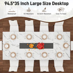 chartustriable Dining Table for 8-10 People,94" Large Modern Kitchen Table W/Built-in Table Runner Design,White&Black Industrial Rectangular Dinner Table,Waterproof Wood Table Sturdy Base,280lbs Load