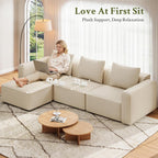 Welzona 75" Loveseat, Chenille Love Seat Sofa, Small Couch for Small Space | Minimalist Comfy Love Seat, Small Couches for Small Spaces, 2 Seater Modern Loveseat, 22" Deep Seat for Apartment, Beige Sofa