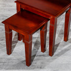 3-Piece Cherry Nesting Table Set with Tapered Legs and Carved Details | Three-piece nesting tables with tapered legs and carved details