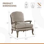 Lexicon French Country Wood Accent Chair, Carved Frame, Neutral | Living Room Chair with Carved Show Wood Frame, Cabriole Legs, Padded Arms, Reversible Cushion, Arrives Assembled