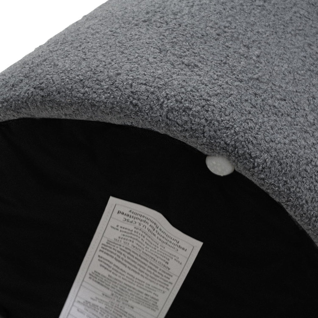 Mushroom Ottoman, 18” Boucle Foot Stool for Living Room & Bedroom, Cute Vanity Stool, Accent Footrest for Entryway, No Assembly Required, Gray