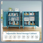 Short Pantry Cabinet with 2 Doors and Adjustable Shelves | Small Kitchen Storage Cabinet with Leveling Feet and Anti-Tip, Kitchen Pantry & Sideboard Cabinet for Entryway, Living Room