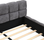 Merax King Size Elegant Chenille Upholstered Platform Bed with Thick Headboard and Footboard, Block Style Upholstery Grounded Bed Frame, Gray