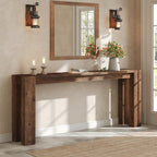 Solid Wood Console Table for Entryway, 70.9-Inch Extra Long Farmhouse Sofa Table Behind Couch, for Living Room, Foyer, Hallway, Entrance, Rustic Brown