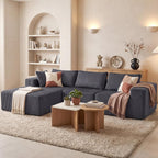 DUMOS 105" L-Shaped Sectional Couch, Left Facing Chaise | Upholstered Corduroy Sofa with 55.7'' Deep Seat for Living Room, Small Apartment, No Assembly in a Box, Grey