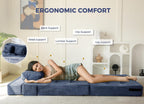 MAXYOYO Convertible Sofa Bed, Fold Out Sofa Couch with Pillow for Adults | Loveseat Sofa 4 in 1 Tufted Folding Couch Bed Foam Floor Couch, Lazy Chair for Living Room Bedroom Guest Room, Dusty Blue