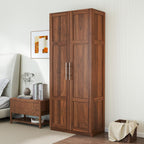 KEIKI 70.87" Tall Kitchen Pantry Storage Cabinet with 2 Door and Shelves, Freestanding Wood Hutch Food Pantries Cupboard for Coffee Bar, Dining Room, Living Room, Walnut