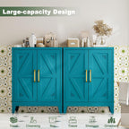 32" Metal Bathroom Storage Cabinet,Floor Storage Cabinet with 2 Doors and 2 Adjustable Shelves,Freestanding Sideboard for Small Spaces, Hallway, Dining Room,Blue