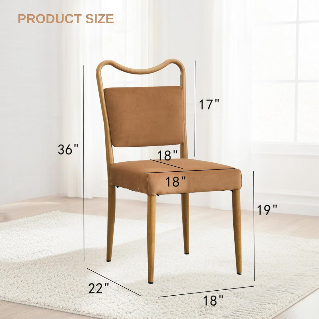 Velvet Dining Chairs Set of 4, Upholstered Dining Chairs with Wood Grained Metal Frame, Mid Century Modern Velvet Chairs for Dining Room, Kitchen and Restaurant,Velvet Brown