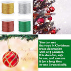 Shappy 440yards x 1mm Metallic Cord Tinsel Rope for Gift Wrapping and Craft DIY, Ribbon Wrap Thread Tag Cord for Craft Making(Gold, Silver, Red, Green)