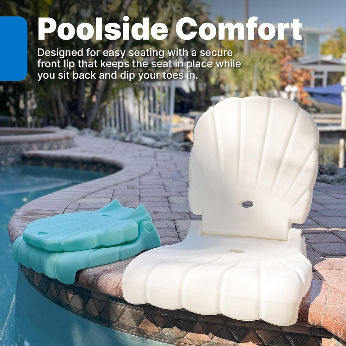 Step2 Seashell Flip Seat 2 Pack, Adult Portable Outdoor Chairs for Poolside, Camping, Beach, Stadium, Providing Back Support, Made of UV20 Durable Plastic, Incredible White