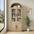 Kitchen Pantry Cabinet, Arched Bookcase with Doors, Wooden Display Cabinet with Storage Shelves, Farmhouse Bookcase for Living Room, Kitchen, Dining Room & Office