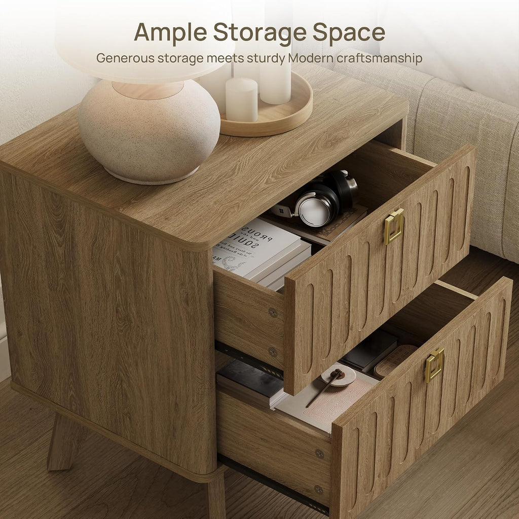 SICOTAS Nightstands Set of 2 with Drawers, 21" Wide Modern Bedside Tables