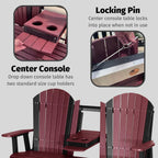 LuxCraft 5' Adirondack Glider with fold Down Console (Weatherwood on Chestnut Brown)