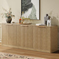 67 Inch Fluted Oak Buffet Cabinet Sideboard with 6 Doors, Large Wood Credenza Storage Cabinet, Mid Century Modern Sideboard for Kitchen and Living Room, 67"×31.5"×15.7"