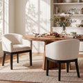HNY Barrel Dining Chairs Set of 2, Mid Century Modern Upholstered Dining Chairs with Arms, Linen Kitchen & Dining Room Chairs, Solid Wood Frame Accent Chairs for Kitchen, Apartment, Cream